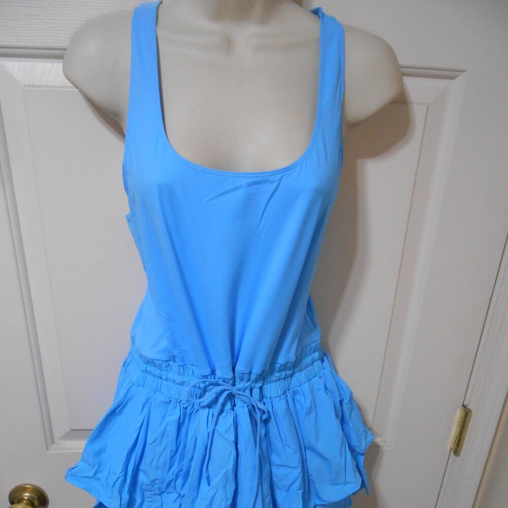 NEW WOMEN'S SIZE XL ROMPER SWIMWEAR OUTFIT AQUA BLUE RUFFLE SKIRT AMAZON WEAR 👩